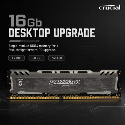 Crucial Ballistix Sport LT 16GB DDR4 RAM 2666MHz CL16 UDIMM Desktop RAM