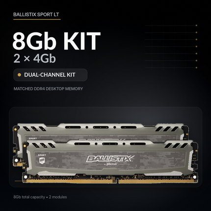 Crucial Ballistix Sport LT 8GB DDR4 2400MHz CL16 Desktop Computer Memory