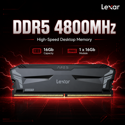 Lexar ARES 16GB 1 x 16GB DDR5 4800MHz CL40 UDIMM Desktop Memory