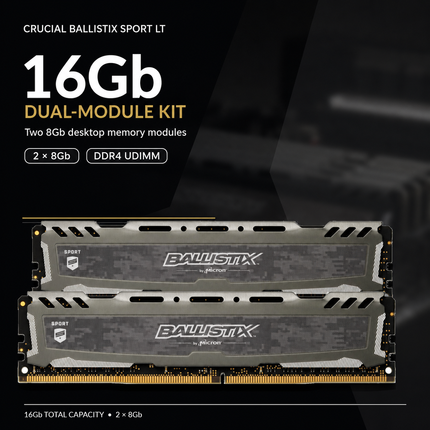 Crucial Ballistix Sport LT 16GB 2 x 8GB DDR4 2400MHz CL16 Desktop PC RAM