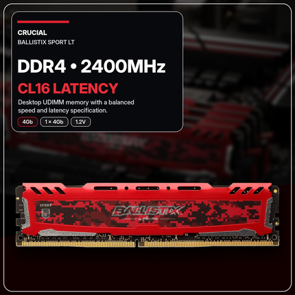 Crucial Ballistix Sport LT 4GB DDR4 2400MHz CL16 Desktop Computer Memory