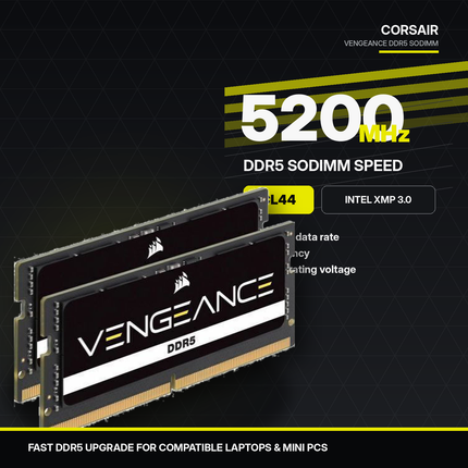 Corsair Vengeance 96GB 2 x 48GB DDR5 5200MHz CL44 SO-DIMM Laptop PC RAM