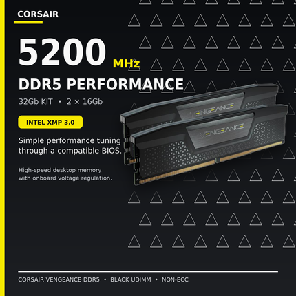 Corsair Vengeance 32GB DDR5 RAM 5200MHz CL40 UDIMM Desktop Memory Module
