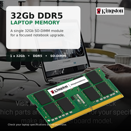 Kingston Branded Memory 32GB DDR5 RAM 4800MHz CL40 SO-DIMM Laptop PC RAM