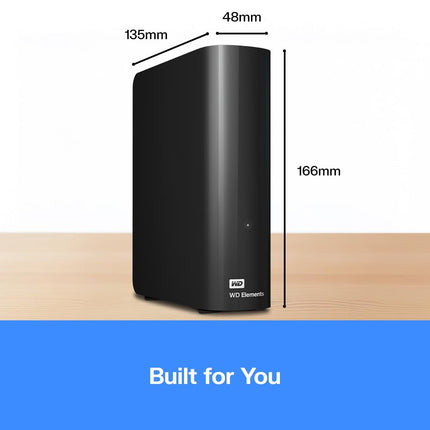 WD Elements 16TB Desktop External HDD USB 3.2 Gen 1 Plug-and-Play Storage