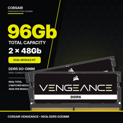 Corsair Vengeance 96GB 2 x 48GB DDR5 5200MHz CL44 SO-DIMM Laptop PC RAM