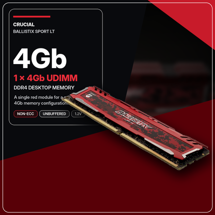 Crucial Ballistix Sport LT 4GB DDR4 2400MHz CL16 Desktop Computer Memory