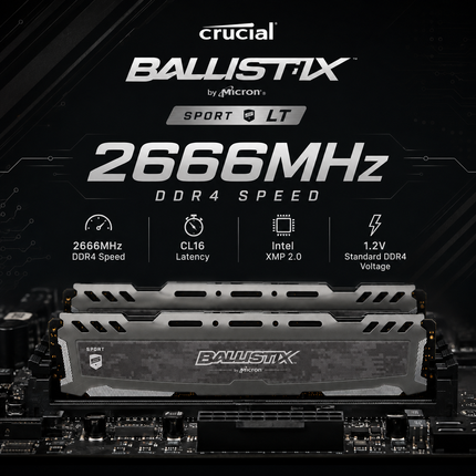 Crucial Ballistix Sport LT 32GB DDR4 RAM 2666MHz CL16 UDIMM Desktop RAM