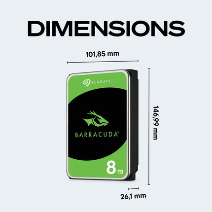 Seagate BarraCuda 8TB 3.5-inch SATA Desktop Hard Drive, 5400 RPM, 256MB