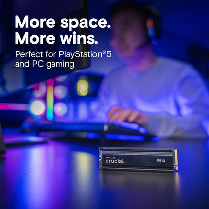 Crucial P510 1TB M.2 2280 NVMe SSD, PCIe 5.0 x4, Internal SSD with Heatsink