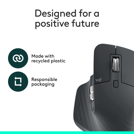 Logitech MX Master 3S Wireless Computer Mouse 8000 DPI Graphite Bluetooth