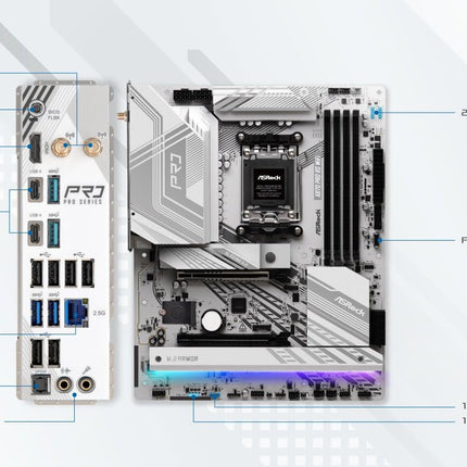 ASRock X870 Pro RS WiFi X870 AM5 ATX DDR5 USB4 PCIe 5.0 PC Motherboard