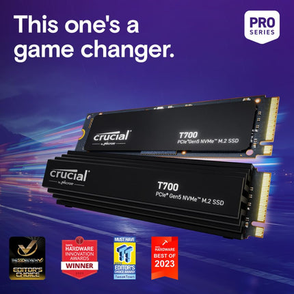 Crucial T700 4TB M.2 2280 NVMe SSD, PCIe 5.0 x4, Internal SSD with Heatsink