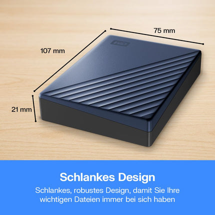 WD My Passport Ultra 4TB Blue Portable External HDD USB-C AES Encryption