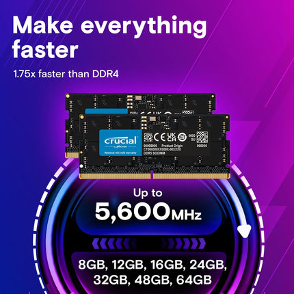 Crucial 16GB 1 x 16GB DDR5 4800MHz CL40 UDIMM Desktop RAM Memory Module