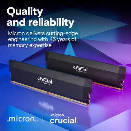 Crucial Pro DDR5 RAM 32GB Kit (2x16GB) 6000MHz CL36, Overclocking Gaming, Intel XMP 3.0 / AMD EXPO, Computer Memory (PC), White - CP2K16G60C36U5W