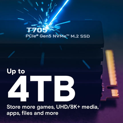 Crucial T705 2TB M.2 2280 NVMe SSD, PCIe 5.0 x4, Internal SSD with Heatsink