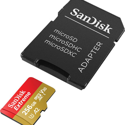 SanDisk Extreme 256GB microSDXC UHS-I U3 V30 A2 160MB/s Read Memory Card