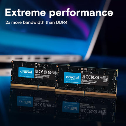 Crucial 64GB 2 x 32GB DDR5 5200MHz CL42 SO-DIMM Laptop RAM Memory Module