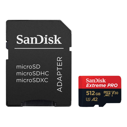 SanDisk Extreme PRO 512GB microSDXC UHS-I Class 10 U3 V30 A2 Memory Card