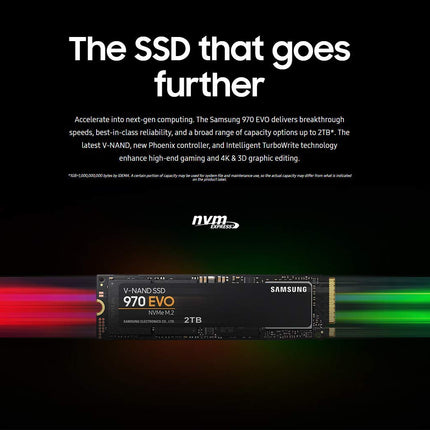 Samsung 970 EVO 1TB M.2 2280 NVMe SSD, PCIe 3.0 x4, Internal SSD Drive