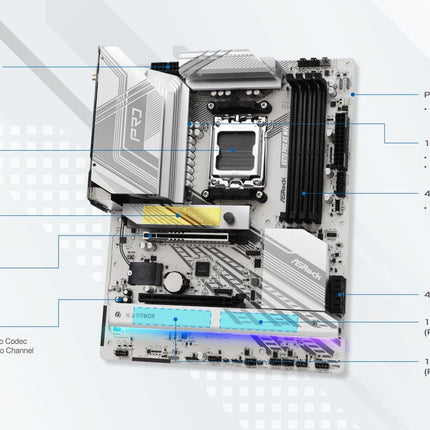 ASRock X870 Pro RS WiFi X870 AM5 ATX DDR5 USB4 PCIe 5.0 PC Motherboard