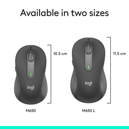 Logitech Signature M650 L Wireless Computer Mouse 4000 DPI Large Graphite