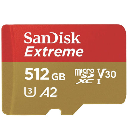 SanDisk Extreme 512GB microSDXC UHS-I U3 V30 A2 90MB/s Write Memory Card