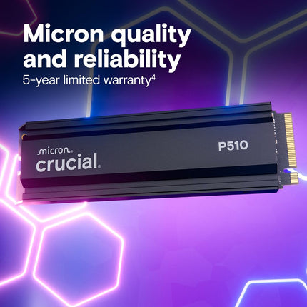 Crucial P510 1TB M.2 2280 NVMe SSD, PCIe 5.0 x4, Internal SSD with Heatsink
