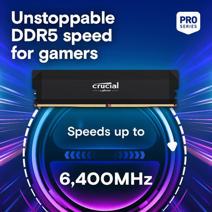 Crucial Pro 32GB 2 x 16GB DDR5 6400MHz CL38 UDIMM Desktop RAM Computer RAM