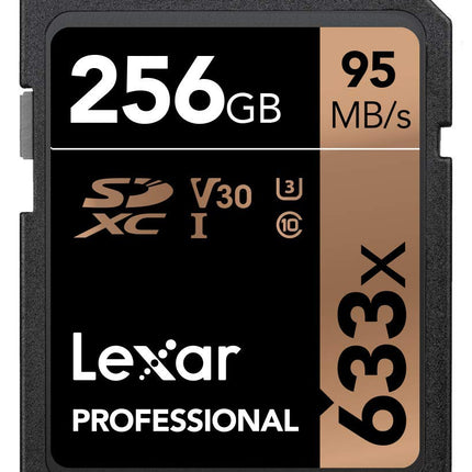Lexar Professional 633x 256GB SDXC UHS-I U3 V30 45MB/s Write Memory Card