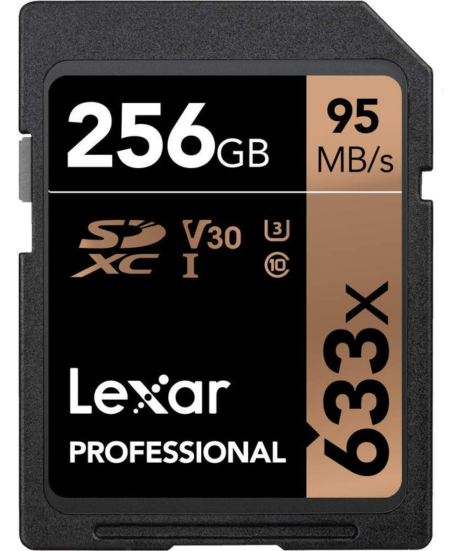 Lexar Professional 633x 256GB SDXC UHS-I U3 V30 45MB/s Write Memory Card