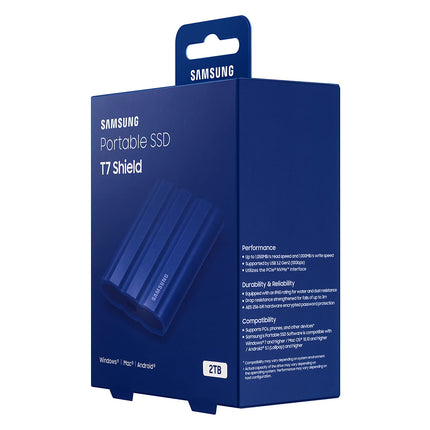 Samsung T7 Shield Portable SSD 2TB USB-C External Solid State Drive Blue