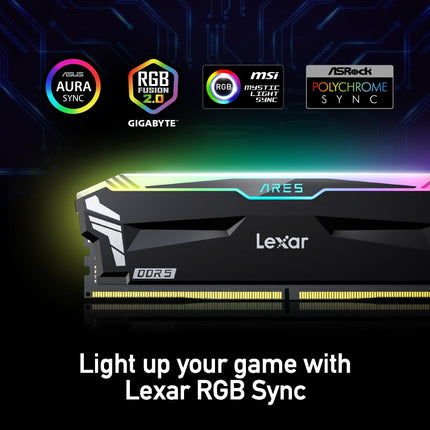 Lexar ARES RGB 32GB DDR5 RAM 6400MHz CL32 2 x 16GB Desktop Memory RAM Kit