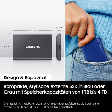 Samsung Portable SSD T7 1TB USB-C External Solid State Drive Titanium Grey