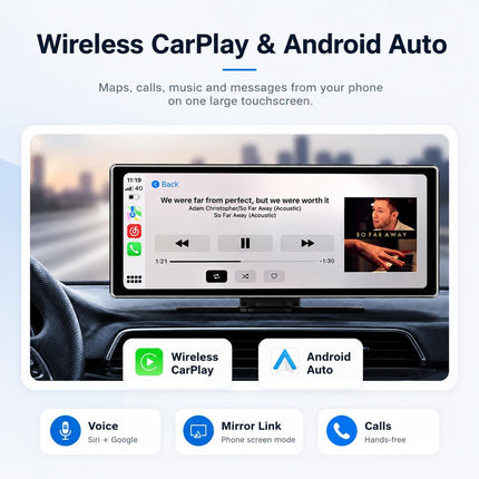 VOLTANO 11.26" Wireless CarPlay Android Auto Screen Front & Rear Cameras