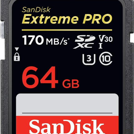 SanDisk Extreme PRO 64GB SDXC UHS-I U3 V30 Up to 170MB/s Read Memory Card