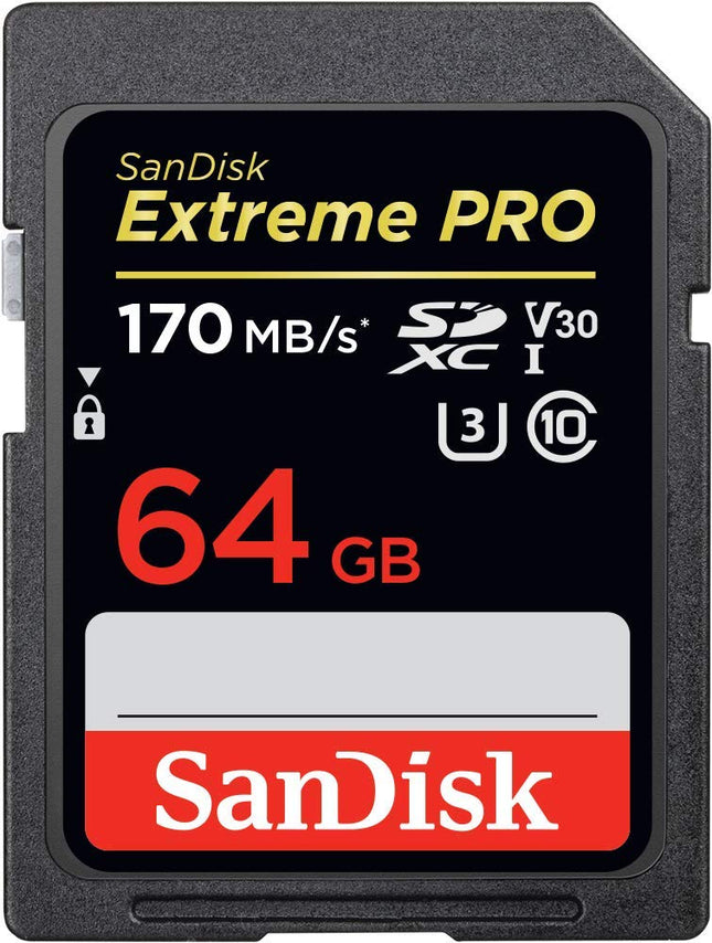 SanDisk Extreme PRO 64GB SDXC UHS-I U3 V30 Up to 170MB/s Read Memory Card