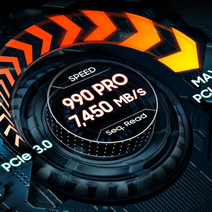 Samsung 990 PRO Heatsink NVMe M.2 SSD with heat sink, 4 TB, PCIe 4.0, 7,450 MB/s read, 6,900 MB/s write, Internal SSD with RGB for PC/console gaming and video editing, MZ-V9P4T0CW