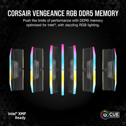 CORSAIR VENGEANCE RGB DDR5 RAM 32GB (2x16GB) Up to 6000MHz CL36 Intel XMP iCUE Compatible Computer Memory - Black (CMH32GX5M2E6000C36)
