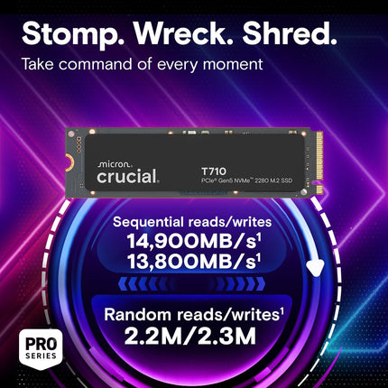 Crucial T710 4TB M.2 2280 PCIe 5.0 x4 NVMe Internal SSD, 14,500MB/s Read