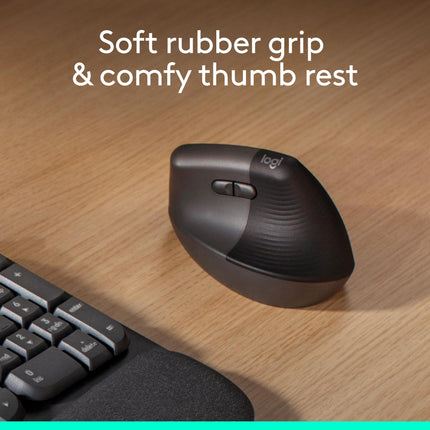 Logitech Lift Wireless Vertical Ergonomic Computer Mouse 4000 DPI Graphite