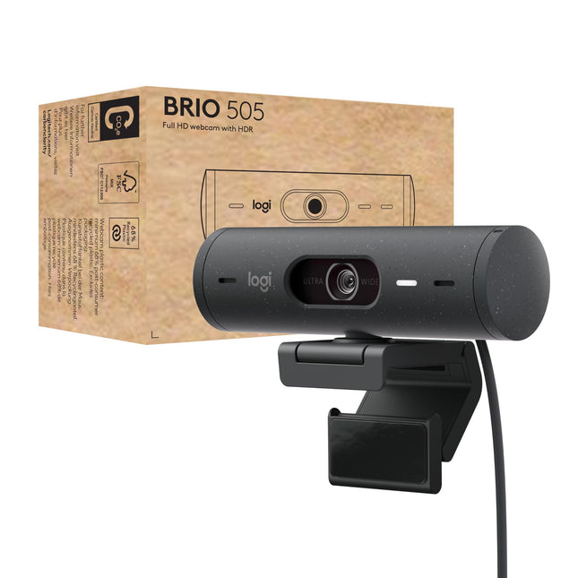Logitech Brio 505 Full HD 1080p USB-C Webcam with HDR and Autofocus - Grey