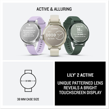 Garmin Lily 2 Active, 38mm GPS smartwatch, Cream Gold