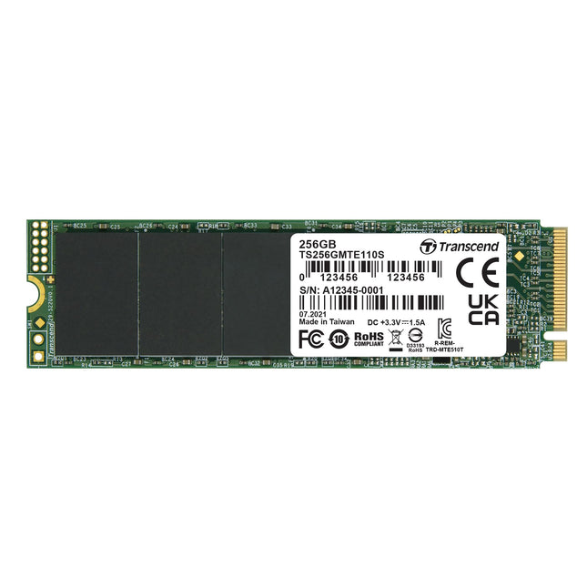 Transcend MTE110S 256GB M.2 2280 NVMe SSD, PCIe 3.0 x4, Internal SSD Drive