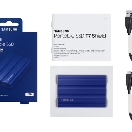 Samsung T7 Shield Portable SSD 2TB USB-C External Solid State Drive Blue