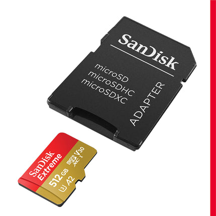 SanDisk Extreme 512GB microSDXC Card 190MB/s U3 V30 A2 with SD Adapter