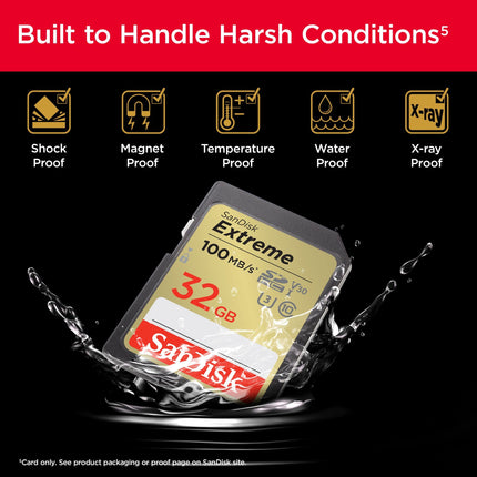 SanDisk Extreme 32GB SDHC UHS-I Class 10 U3 V30 60MB/s Write Memory Card
