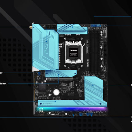 ASRock B850 Pro RS WiFi B850 AM5 ATX DDR5 PCIe 5.0 Desktop Motherboard
