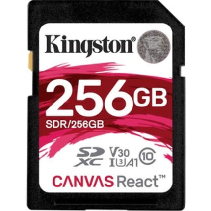 Kingston Canvas React 256GB SDXC UHS-I Up to 100MB/s Read Memory Card Black